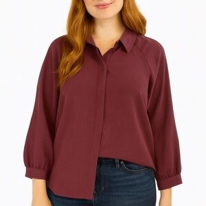 2/$20 Express Maroon Button down Blouse